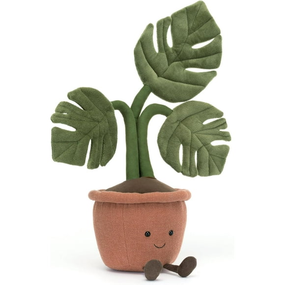 Jellycat Amuseables Potted Monstera Stuffed Toy, 17 inches - Plant Plush - Fun Décor & Gift