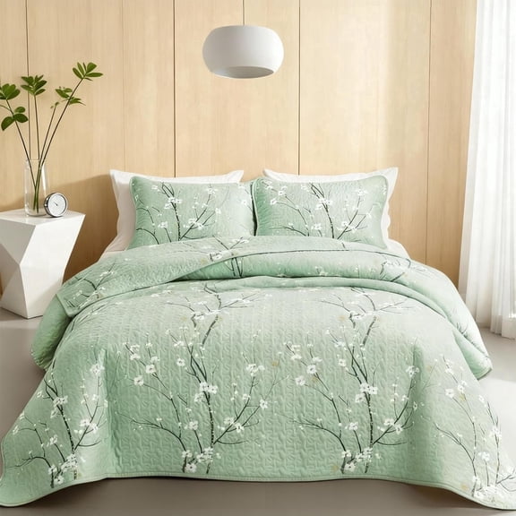 2/3pcs Floral Design Quilted Coverlet 1pc Quilted Coverlet 1/2pcs Pillowcase Soft And Breathable Machine Washable Must-Have for The Bedroom Hypoallergenic Materials