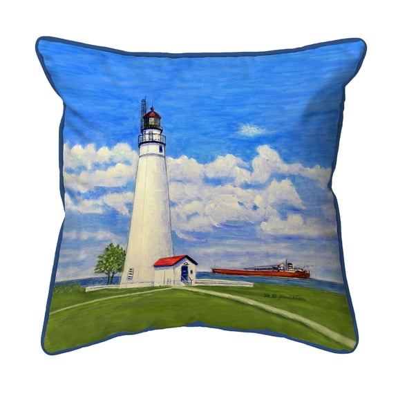 Betsy Drake Interiors Fort Gratiot Lighthouse, MI Small Indoor/Outdoor Pillow 12x12
