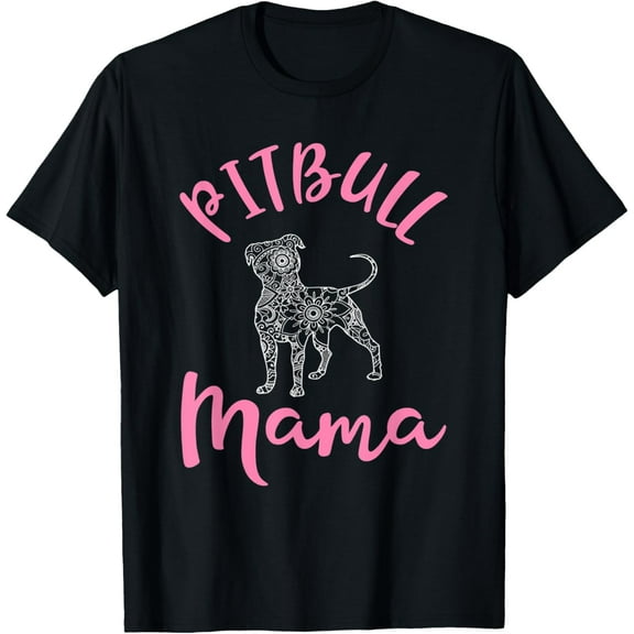 Womens Pitbull Mama Shirt Mandala Pit Bull Dog Mom Gift Pink T-Shirt