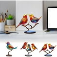 thumbnail image 2 of Rungungde Stained Glass Birds On Branch - Double Sided Multicolor Metal Birds Craft Statue Desktop Ornaments, Flat Stained Glass Birds Art Sculpture for Home Office Bedroom Decorations, 2 of 13