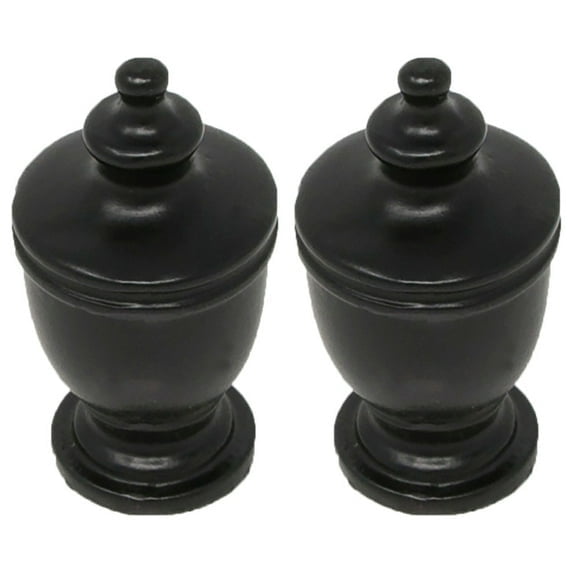 Urbanest Deluxe Urn Lamp Finial – 1 7/8 Inch Tall, Distressed Black – Decorative Lamp Shade Finial for Table & Floor Lamps- 2 Pieces