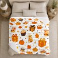 thumbnail image 5 of Autumn Pumpkin decorative motif Corn Festive Harvest Scene Cheerful, Playful Food Art Scene, Warm Flannel Blanket for Living Room and Reading Nook, Art Lovers Thanksgiving Gift, Playful Home Decor, 5 of 9