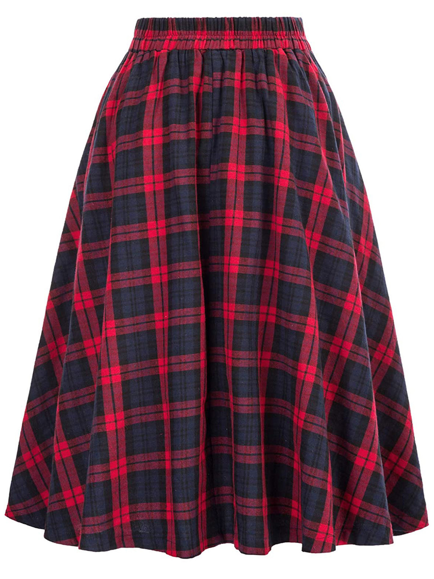 UKAP Plaid Tartan Skirts for Women Winter Vintage High Elastic Waist ...