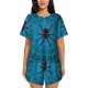thumbnail image 1 of Balery Spider And Cobweb Conjunto de Pijama para Mujer con Estampado, Dos Piezas de Manga Corta y Shorts, Ropa de Dormir Suave con Cuello Redondo y Bolsillos-Large, 1 of 6