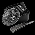 thumbnail image 2 of Cinturón de cuero genuino para hombres Cinturón de calavera con personalidad con cuchillo Adolescentes no convencionales Cinturón de moda para hombres, 2 of 5