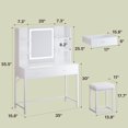 thumbnail image 3 of Asofer White 4-Piece Bedroom Set: Queen bed frame, 2 Nightstands with Charging and LED Vanity, 3 of 22