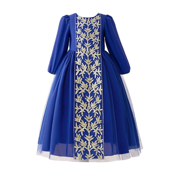 EnJoCho Girls Musli𝗆 Dress Islami𝖼 Abaya Girls Ramadan Musli𝗆 Dress Toddler Girls Long Sleeve Lace Embroidered Islami𝖼 Eid Abaya Prayer Dress Kids Kaftan Arabic