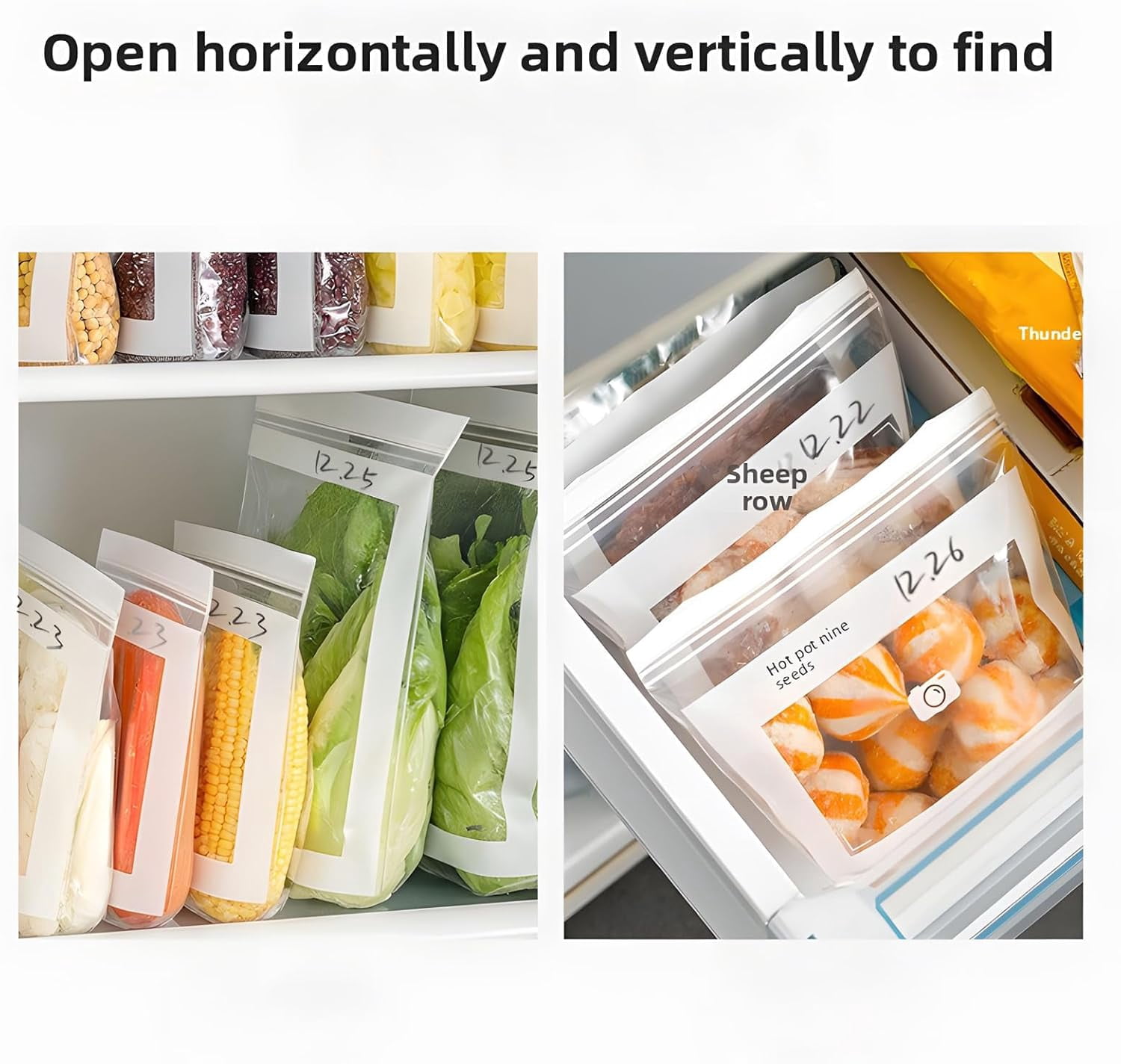 Food Grade Fresh-Keeping Bags, Reusable Plastic Produce with Dual Interlocking Seal, Clear Long Sealed Bags for Vegetables Fruits Refrigerator Freezer Kitchen Organization.