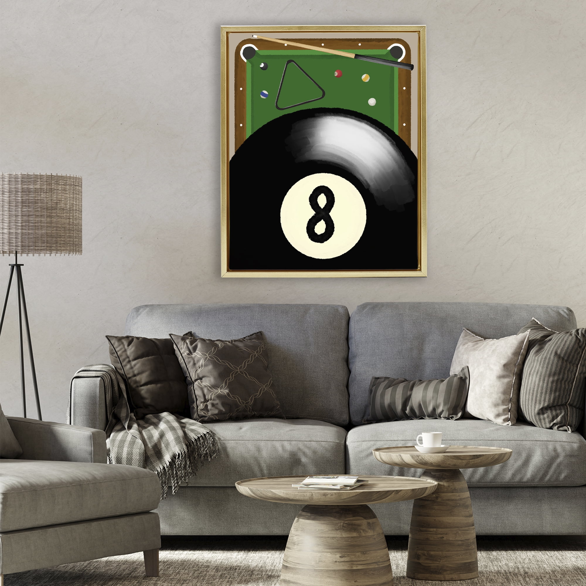 Stupell Industries Billiard Table & Balls Gold Framed Floater Canvas Wall Art, design by Jennifer Stith