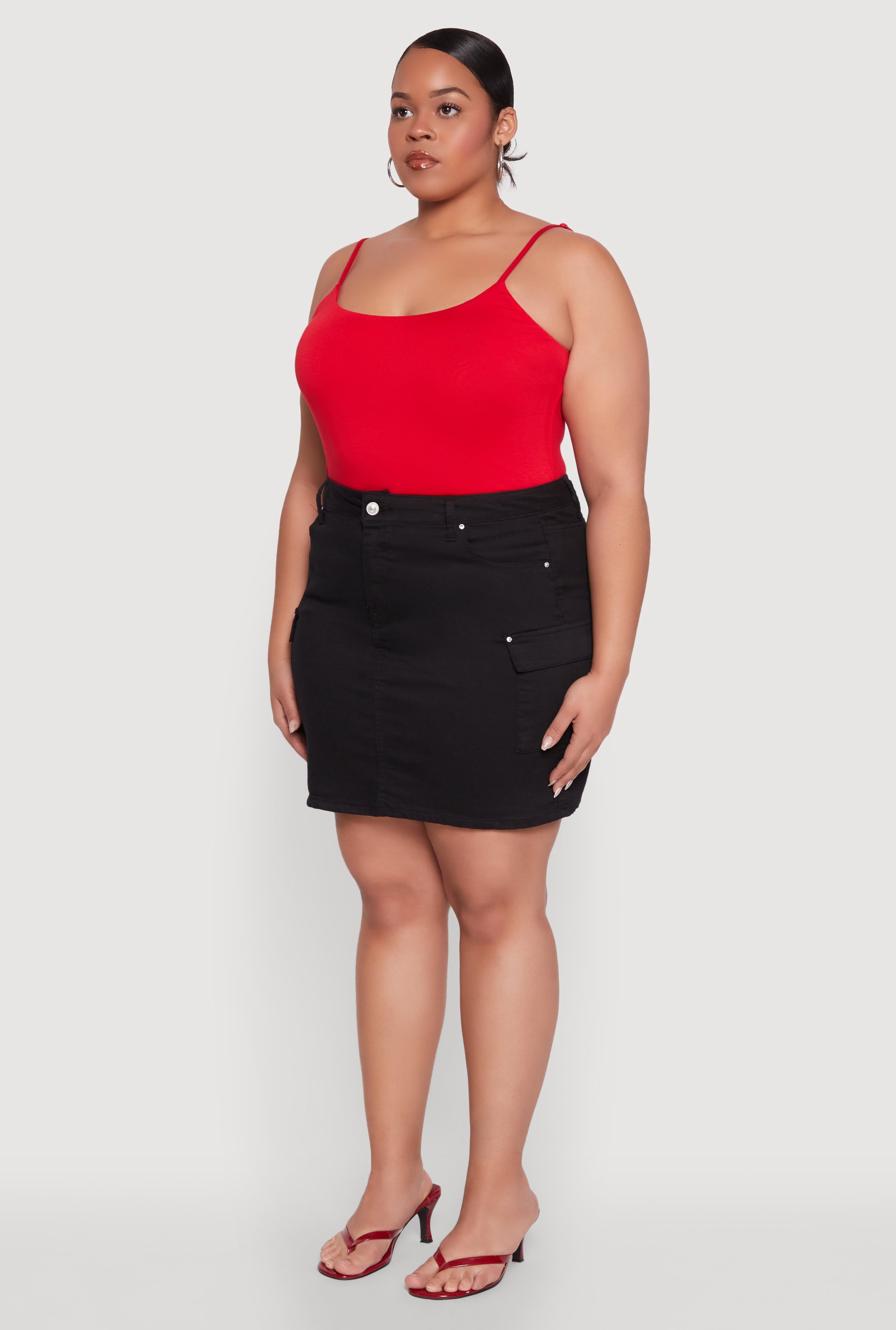 Women's Plus Size WAX High Waisted Cargo Skirt - Walmart.com