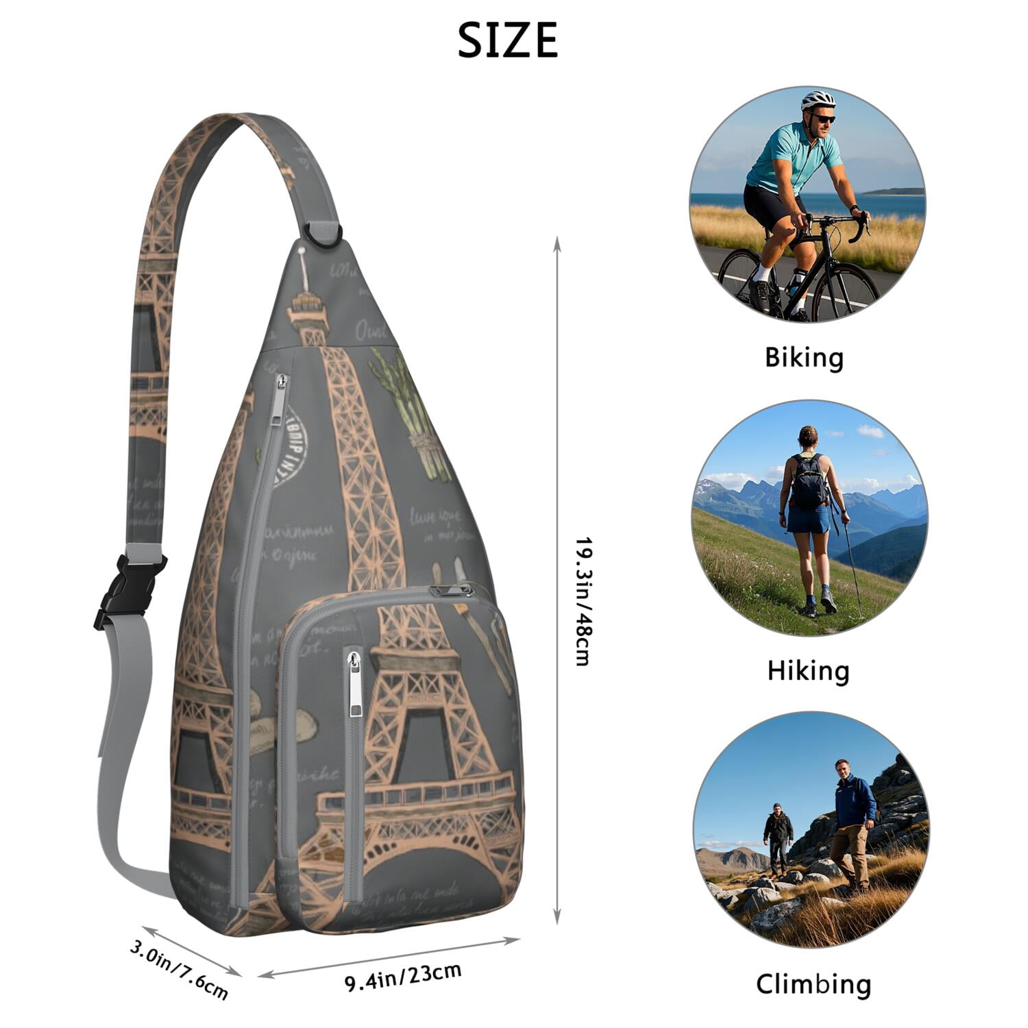 Tower Sling Bag Crossbody Backpack,Crossbody Sling Bag Adjustable Casual Shoulder Backpack for Travel Outdoor Activities