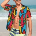 thumbnail image 7 of Fuzoiu Colorful Arrow Graffiti Pattern Print Hawaiian Shirt for Men, Summer Beach Casual Short Sleeve Button Down Shirts, Men’s Beach Summer Shirts with Pocket,Medium, 7 of 7