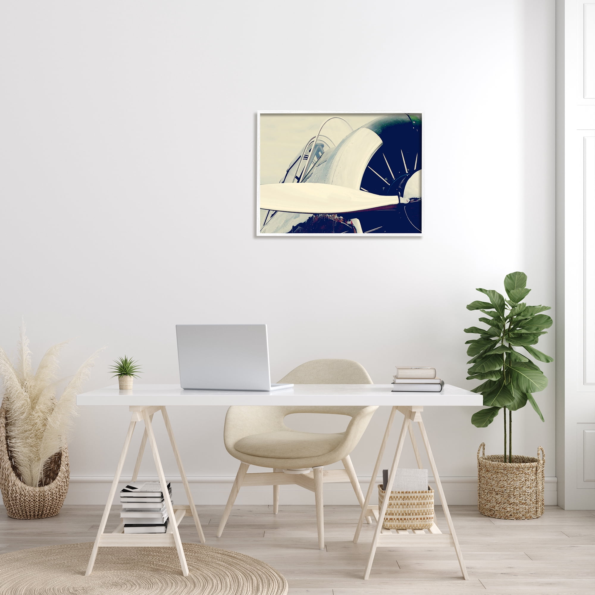 Stupell Industries Plane Propeller Close Up Modern Industrial Transportation Photography White Framed Art Print Wall Art, 24 x 30