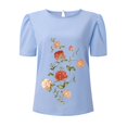 thumbnail image 3 of Gibobby Playera de Manga Corta Casual Suave Camiseta manga corta con cuello redondo y estampado flores para mujer(BU2,XL), 3 of 5