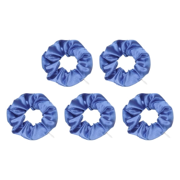Uxcell 5pcs Scrunchies with Pocket Zipper (2 Inch) - Silk Satin Scrunchie Hair Ties & Elastic Hair Bands, for Girls Women Ponytail Accessories Holder Coins Keys, Dark Blue