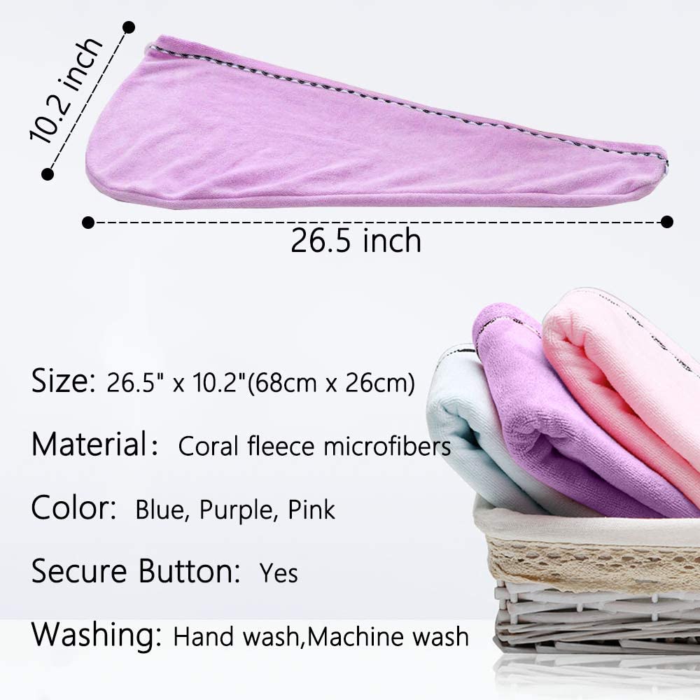 Lot De 2 Turbans Microfibre Pour Cheveux | Séchage Rapide, Bouton Réglable | Pour Femmes/enfants - 9