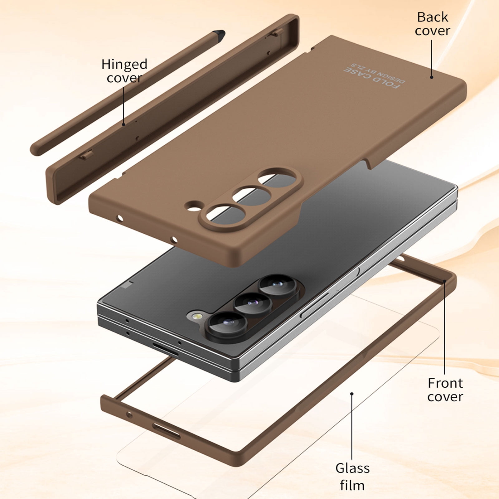 Compatible with Samsung Galaxy Z Fold 6 5G Case with Hinge Protection & Glass Screen Protector, Full Body Shockproof Wireless Charging Cover Phone Case for Samsung Galaxy Z Fold 6, Black