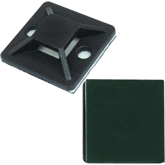 BDKWID-100 Pack Self Adhesive Cable Tie Mounts, 1 Inch Black Zip Tie Mounts Wire Management Holders, Outdoor Cable Organization for Indoor & Outdoor Cable Management (25 x 25 mm)