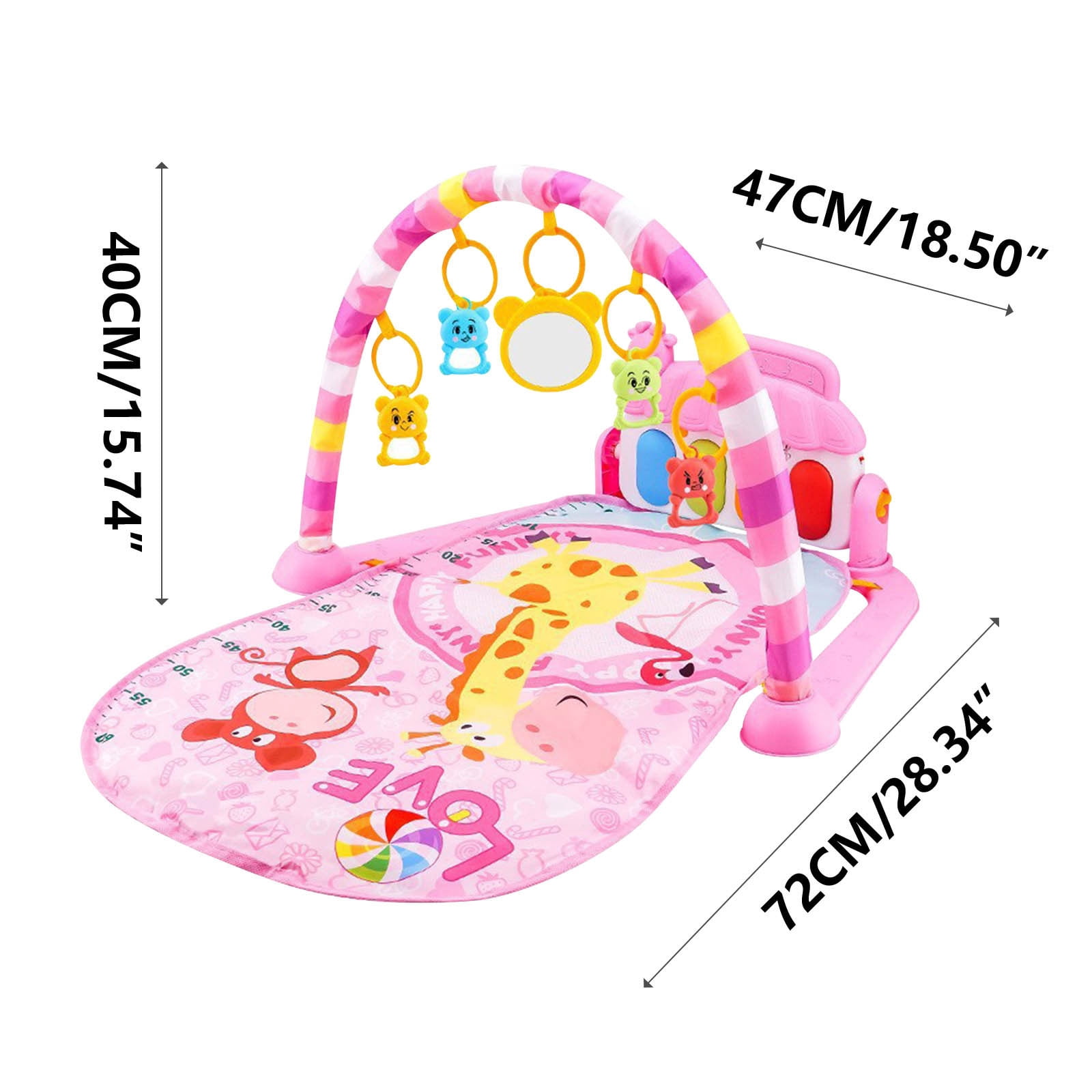 Ba-by Piano Play Mat - 5-in-1 Interactive Ba-by Gym for Tummy Time & Development, Foot-Powered Music Mat with Detachable Toys, Machine Washable Inf-ant Toys 0-12 Months