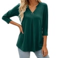 thumbnail image 2 of Womens Casual Summer T Shirts Solid Color 2026 Tops Short Sleeve V-Neck Basic Tees, 2 of 5