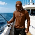 thumbnail image 7 of Men's Hooded Long Sleeve Sun Protection Shirt - UPF 50+ Lightweight Breathable Pullover with Face Mask & Zipper Pocket - Quick-Dry Outdoor Fishing & Hiking Top for Summer Coffee L, 7 of 7