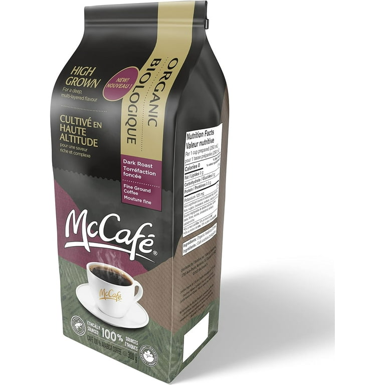 McCafe Organic High Grown, Dark Roast Ground Coffee, 300g/10.5 oz