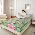 thumbnail image 4 of Castle Fairy Botanical Cactus Full Size Sheets 4-Piece for Female Men Adults,Chic Floral Blossoms Breathable Bed Sheets,Rustic Lodge Cabin Lightweight Sheet Sets,Breathable Home Decor, 4 of 7