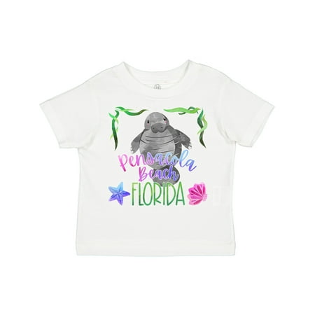 

Inktastic Pensacola Beach Florida Cute Swimming Manatee Gift Toddler Boy or Toddler Girl T-Shirt