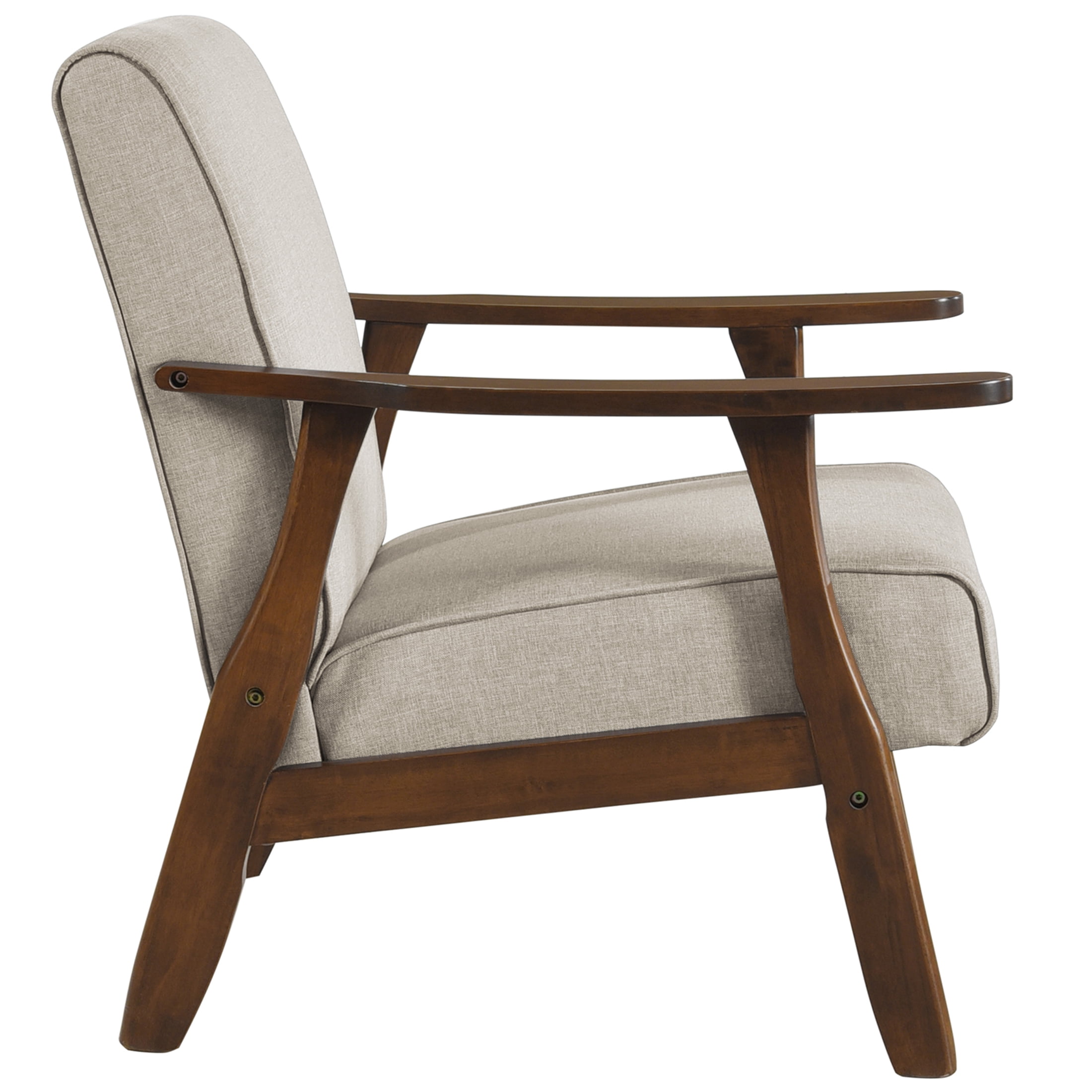 Castle Place Mid-Century Upholstered Linen Accent Chair, Warm Grey
