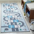 thumbnail image 2 of SAFAVIEH Kids Playhouse City Hopscotch Machine Washable Runner Rug, Grey/Blue, 2'2" x 6', 2 of 8