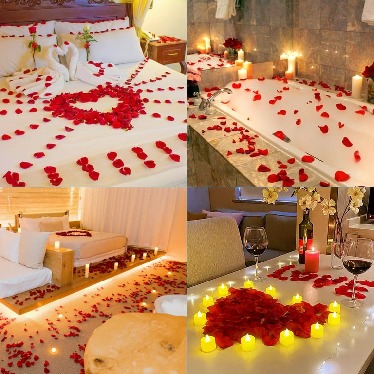 2CFun 3000 Pcs Dark Red Silk Rose Petals for Wedding, Romantic Night Party Decor Valentine's Day Hotel Home Party Flower Decoration
