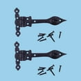 thumbnail image 2 of Renovators Supply Strap Hinge 6" Black Wrought Iron Spear Tip Flush Mount Heavy Duty Strap Gate and Door Hinges w/Hardware Pack of 2, 2 of 8
