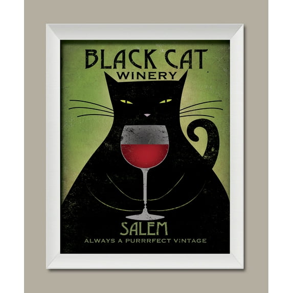 Black Cat Winery Salem- Always A Purrrfect Vintage by Ryan Fowler; One 11x14in White Framed Print