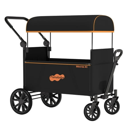 2-Seat Wagon Stroller with Canopy Adjustable Handlebar for 2 Toddler 6 Months+,Black