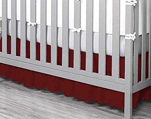 Crib Bed Skirt Dust Ruffle Nursery Crib Toddler Bedding Microfiber Fabric Ruffle Bed Skirt for Baby Boys or Girls (28” x 52” x 14’’) - Burgundy Solid