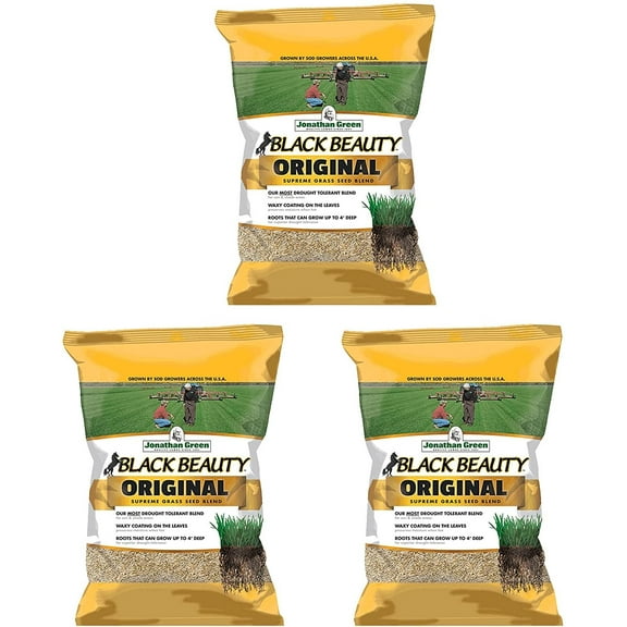 Jonathan Green 10315 Drought Tolerant Black Beauty Original Grass Seed Mix for Partial Shade Clay Soil Covers Up to 7,500 Square Feet, 25 lb 3 Pack