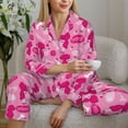 thumbnail image 6 of Yiaed Poodle Dog Print Pajamas Women's Long Sleeve Sleepwear Soft Button Down Loungewear Pjs Lounge Set Nightwear Womens Pajama Pants-Small, 6 of 7