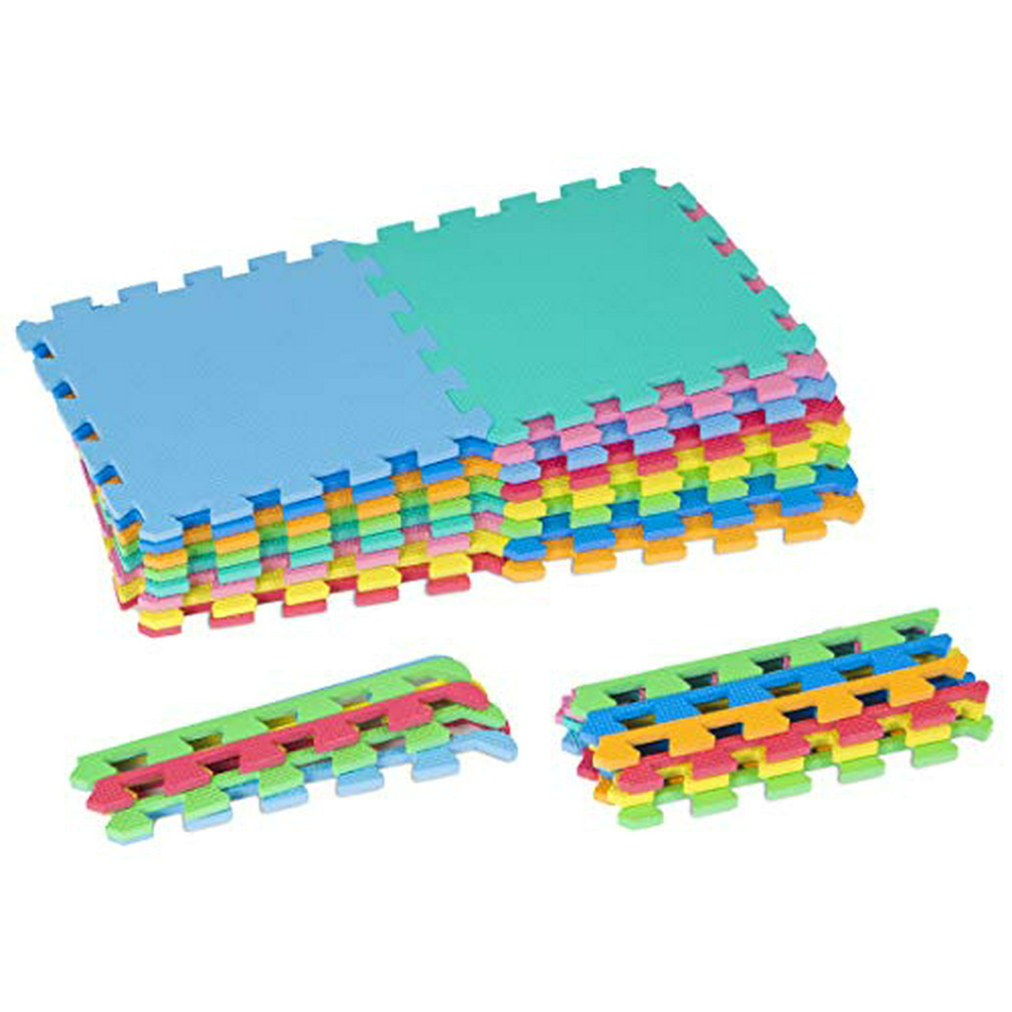 ProSource Puzzle Solid Foam Play Mat for Kids 16 tiles with edges Assorted Walmart