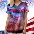 thumbnail image 4 of GEWSEY Women's 4th of July Nurse Scrub Top Patriotic Floral Print Nurse Shirt Plus Size V Neck Short Sleeve Nurse Uniform (Purple, L), 4 of 8