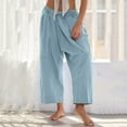 thumbnail image 2 of ZyeKqe Womens Pants High Waisted Baggy Pull on Pants Ankle Length Loose Fitted Beach Trousers, 2 of 8