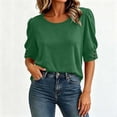 thumbnail image 5 of Maplenight Blouses for Women Crew Neck Half Sleeve Tops Button Casual Daily Wear Summer Tops, 5 of 7