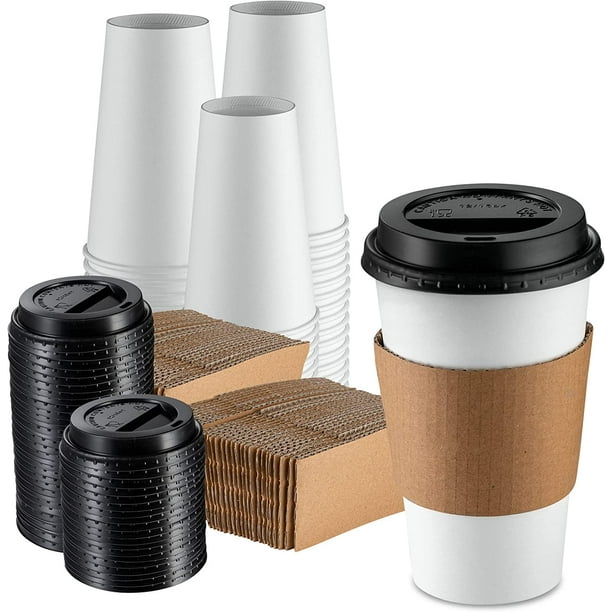 Comfy Package 12 Oz Paper Cups Disposable Coffee Cups with Lids