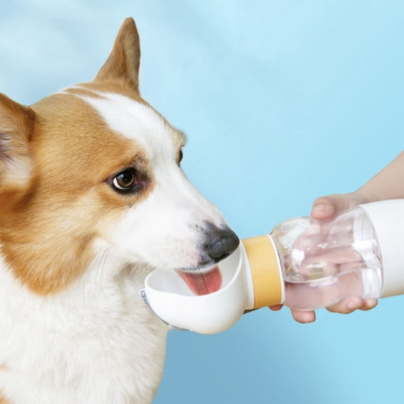 Off On Dog Water Bottle, Dog Travel Water Cup, Portable Pet Feeding & Drinking Cup - Small Size 350Ml Yellow Color, For Pet Hydration & Feeding - For Dog Owners, Outdoor
