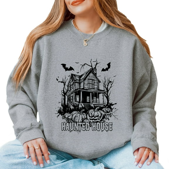Haunted House Pumpkins And Bats - Sweatshirt