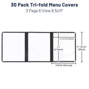 WeChef 30 pack 8.5x11 Restaurant Menu Book Covers Trifold 3 Page 6 View for Cafe Hotel Bar Black