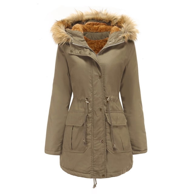 Qertyioot Winter Hooded Tops for Women,And Plush Loose Drawstring Long Solid Color Jacket