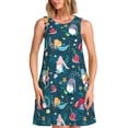thumbnail image 1 of Fotbe Garden Gnomes In Flower Vestido de Verano sin Mangas para Mujer – Vestido Midi Línea A, Estilo Camiseta Floral, Vestido Playero Casual y Fluido, 1 of 7