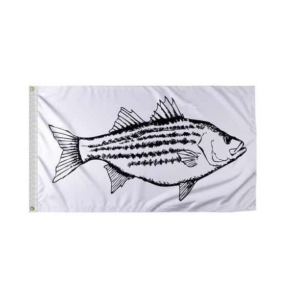 Promo Patriot's Striped Bass Novelty Boat Flag - 12x18 Inch, Double Sided 200D Nylon, Brass Grommets