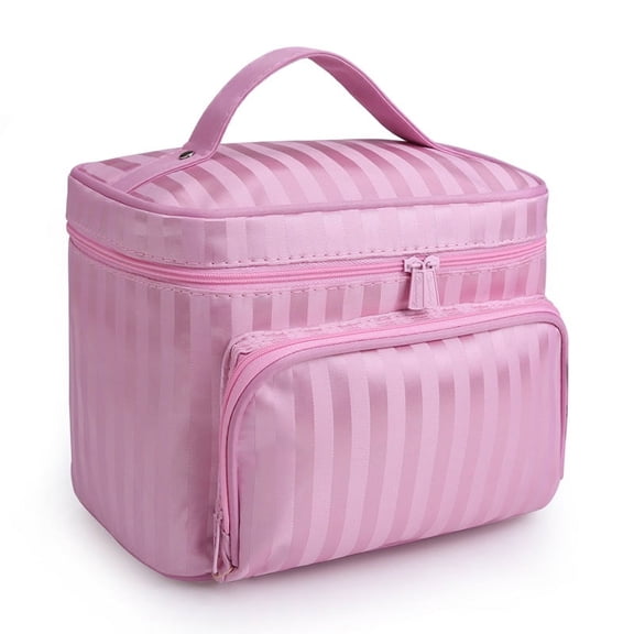 KANPRINCESS Large Capacity Makeup Bag, Waterproof Cosmetic Bag, Foldable Toiletry Storage Bag, Travel Toiletry Bag for Girls and Boys, Women's Portable Travel Organizers, Pink